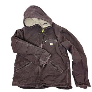 Carhartt Plum Sherpa Fleece Lined Hooded Detroit Jacket Size M